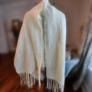 6 ft. long Vintage Handwoven mohair shawl or wrap, very soft